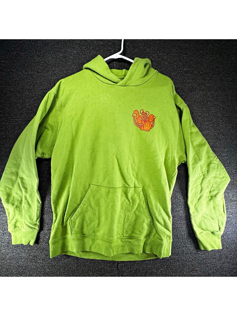 twinflames Green Graphic Print Hoodie Mens L Pullover Fleece Kangaroo Pocket